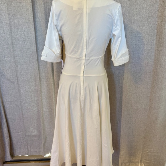 NWT Unique Vintage Ivory Delores Swing Dress Sleeves Retro Rockabilly Wedding L - Picture 8 of 13
